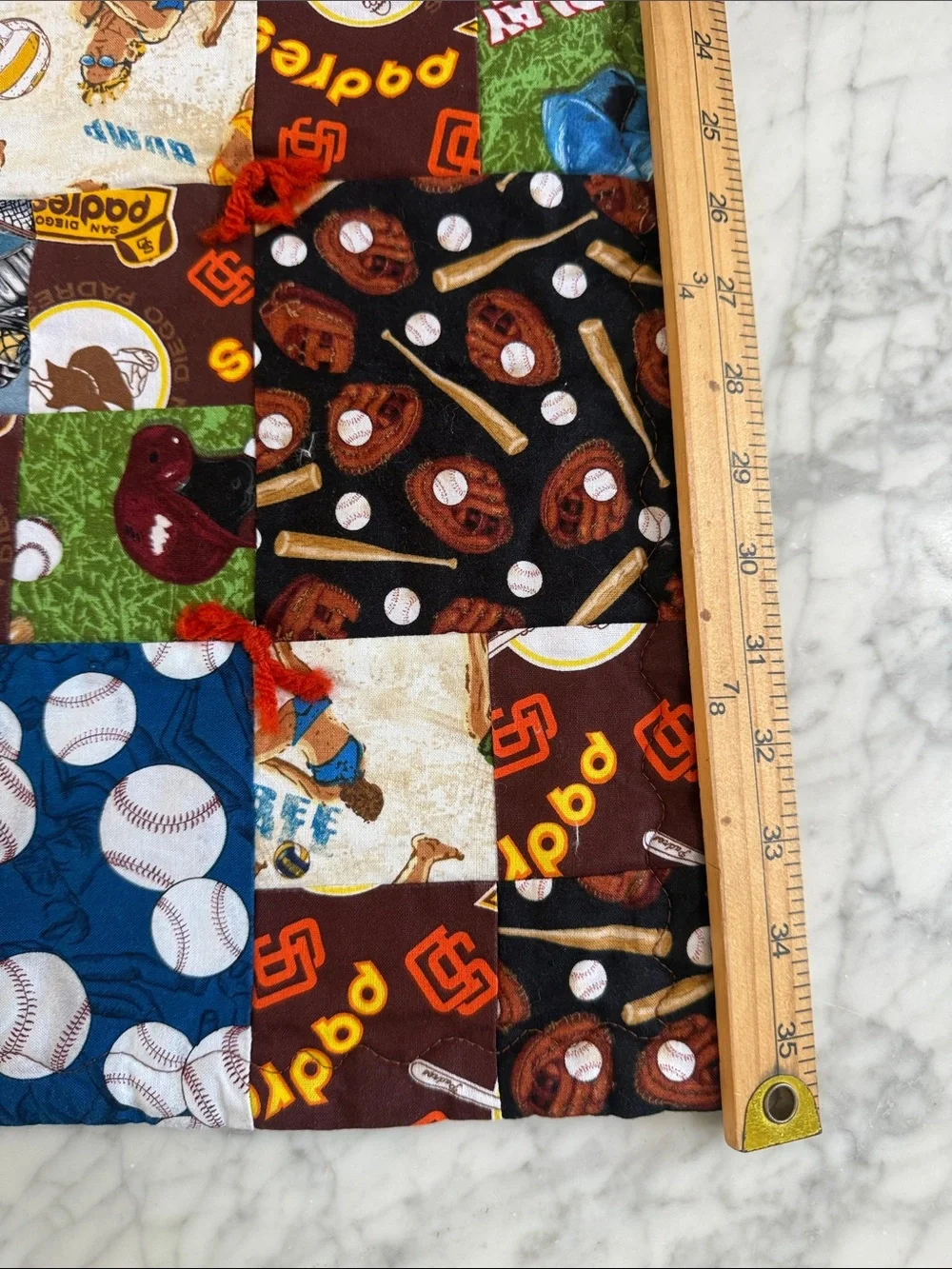 Handmade Baby Patchwork Sports Padres Quilt Crib Quilt 31x35”